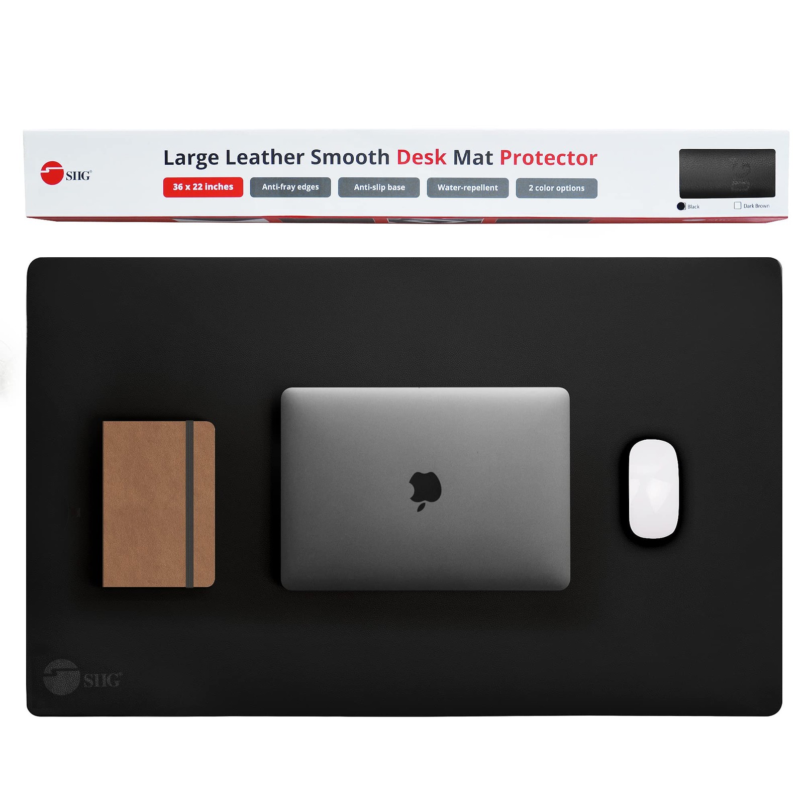 SIIG Extra Large Desk Mat on top of Blotter Protector – 22″ x 36″, Black