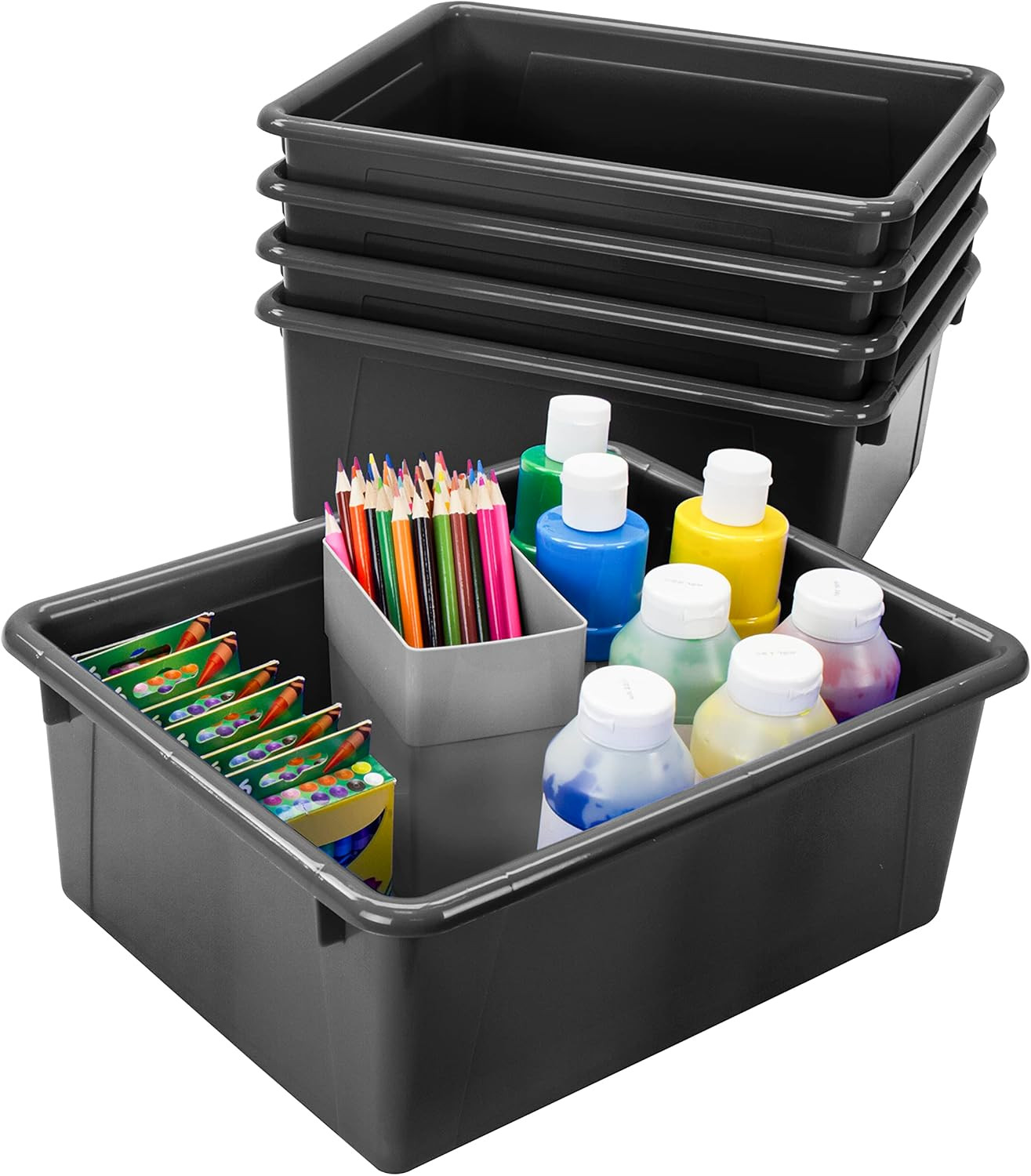 Letter Size Deep Storage Tray – Organizer Bin for Classroom, Office and Home, Bl