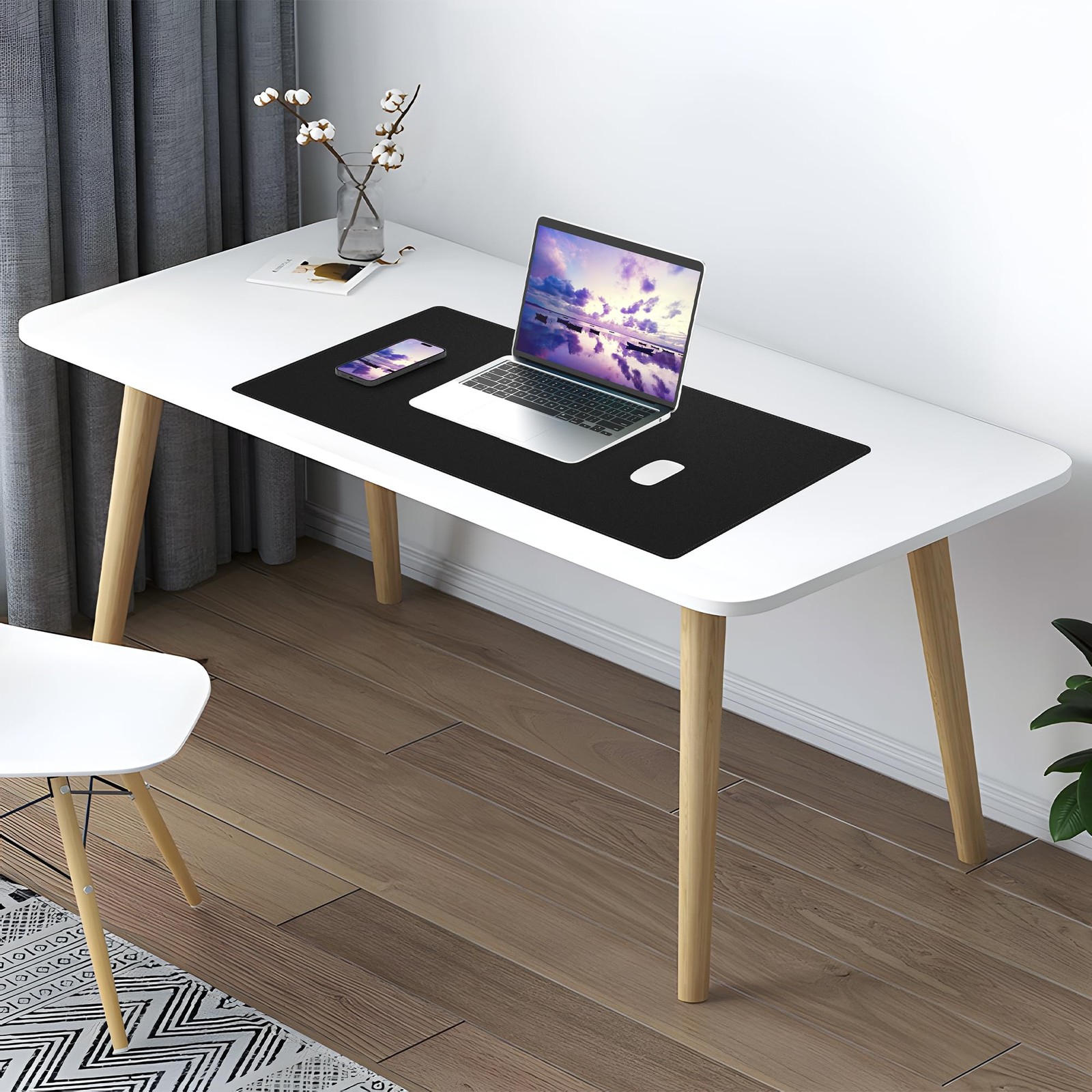 Afiing Desk Mat Black 31.5 X 17 Cork Desk Pad Protector A-3117-Black