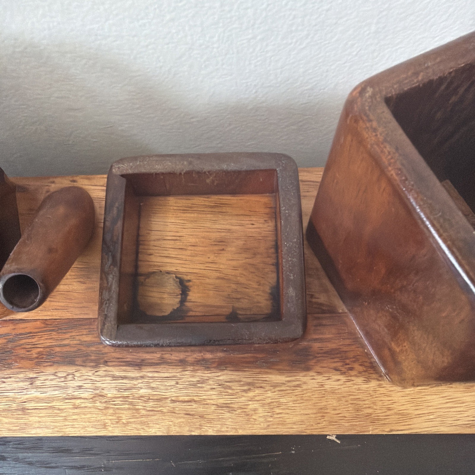 Wooden Handmade Desktop Organizer Cards Pencils Change Holder