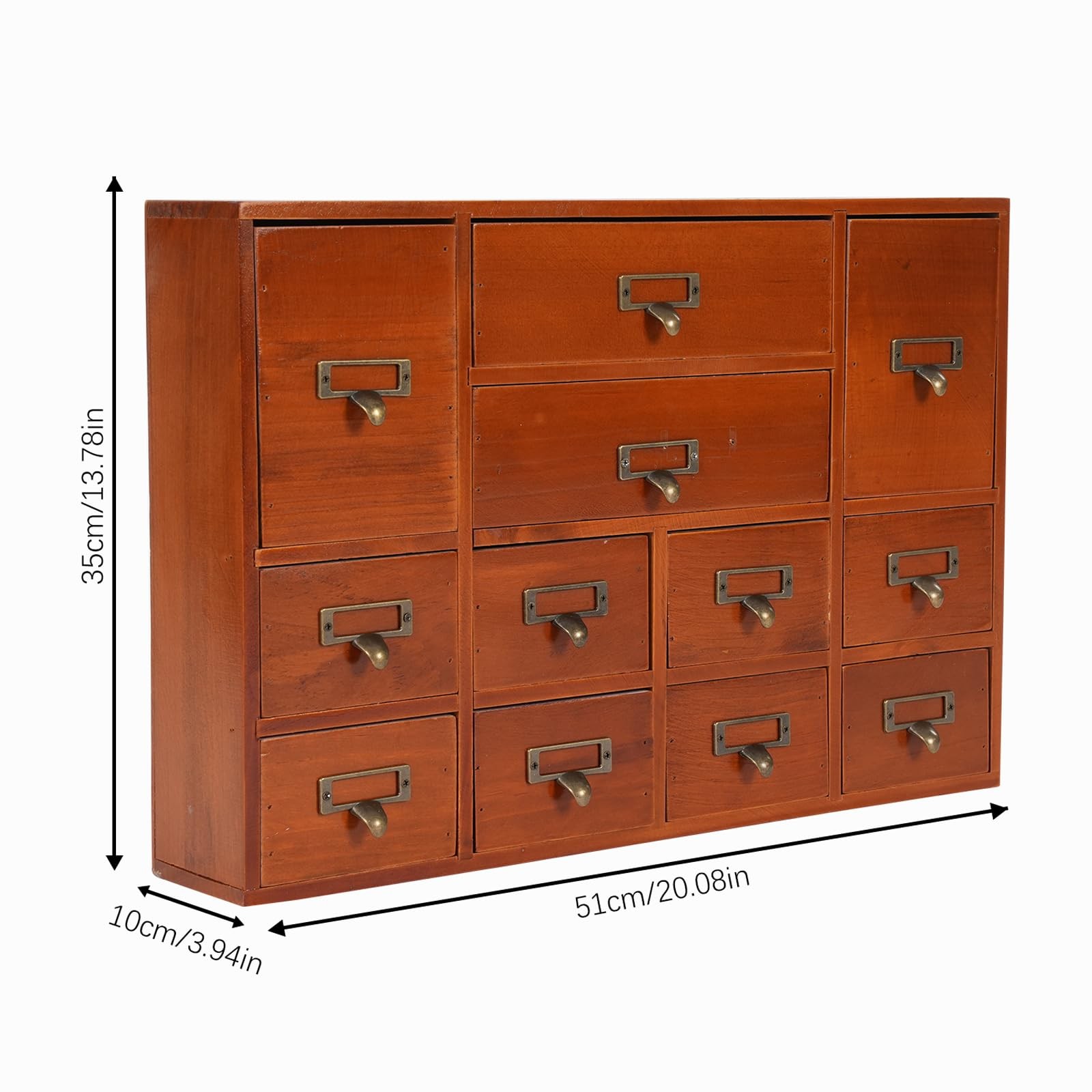 12 Drawer Storage Box Desktop Organizer 3 Size Office Cosmetics Jewelry Brown