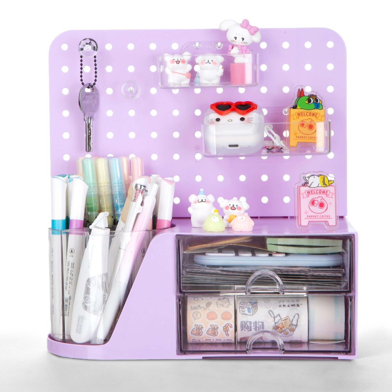Desk Organizer with Drawer, 360° Rotating Pen Holder for Desk, Pen Organizer …