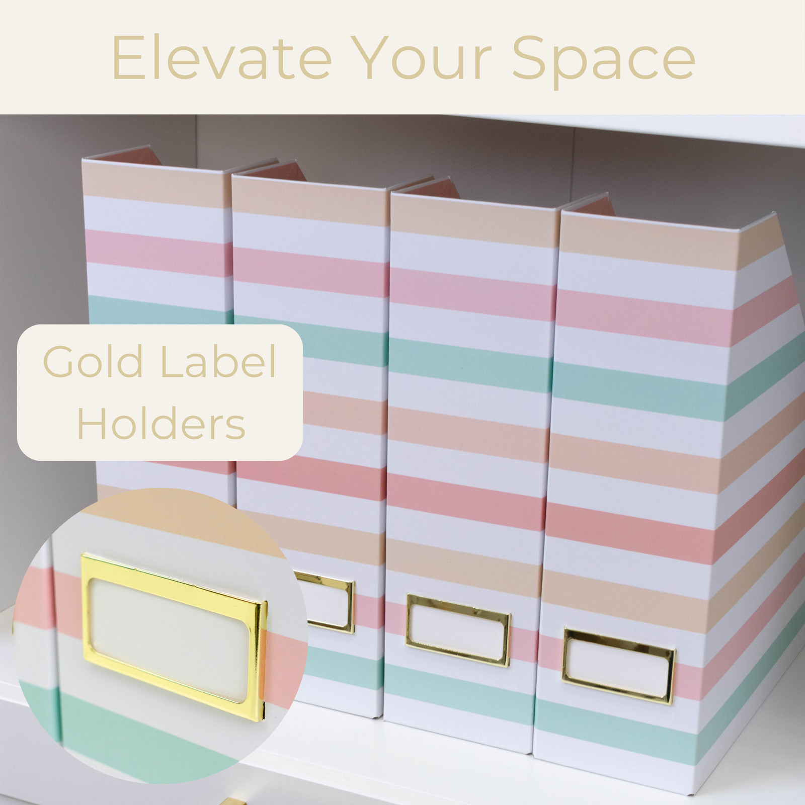 Foldable Magazine Holders in Pastel Stripes-Cardboard Vertical Organizer