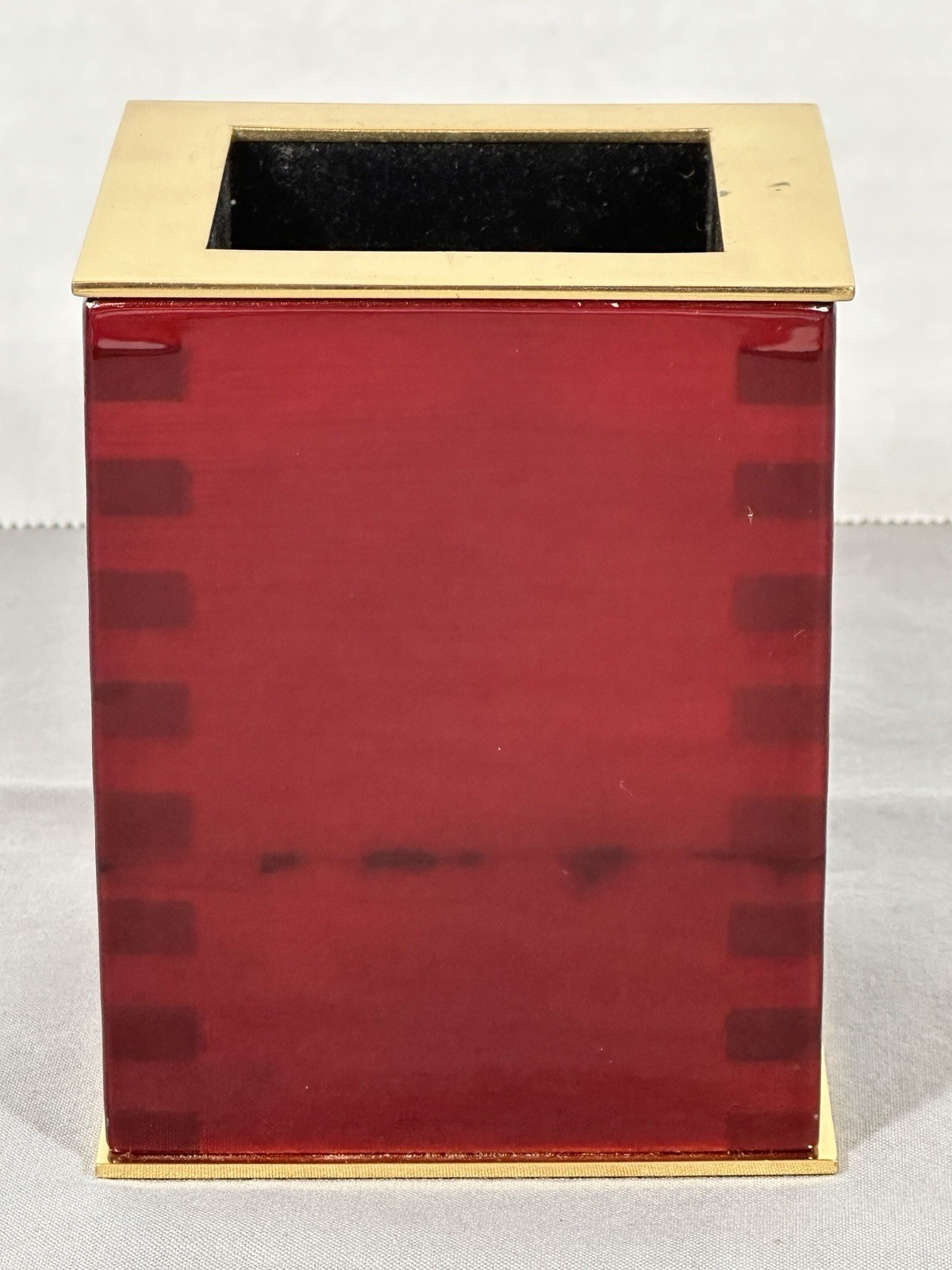 Washington University St Louis Desk Pencil Holder Wood Brass Tone Office Cup