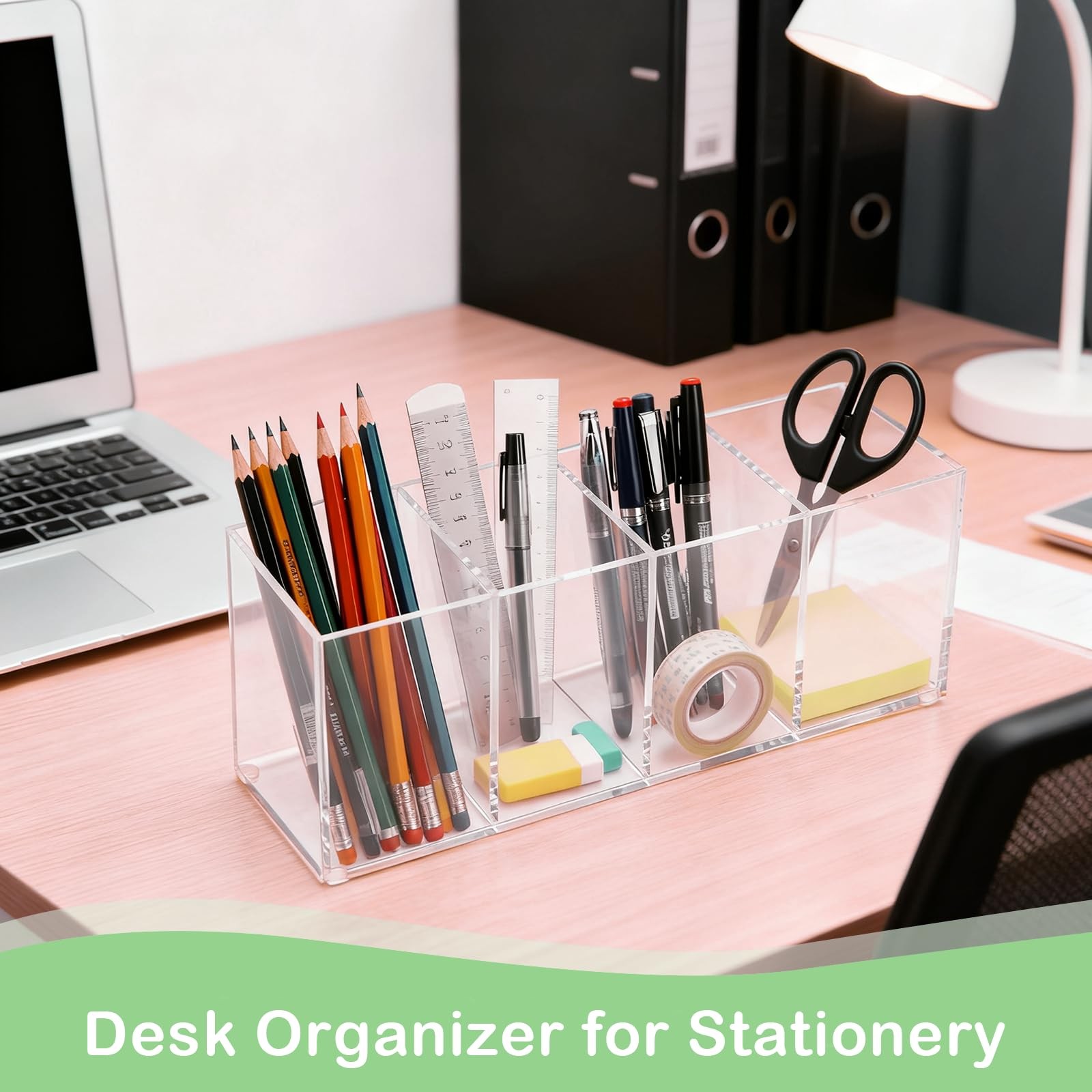 Clear Acrylic 4-Compartment Organizer Box, Large (8.7″ × 3.0″ × 3.7″) – Handc…