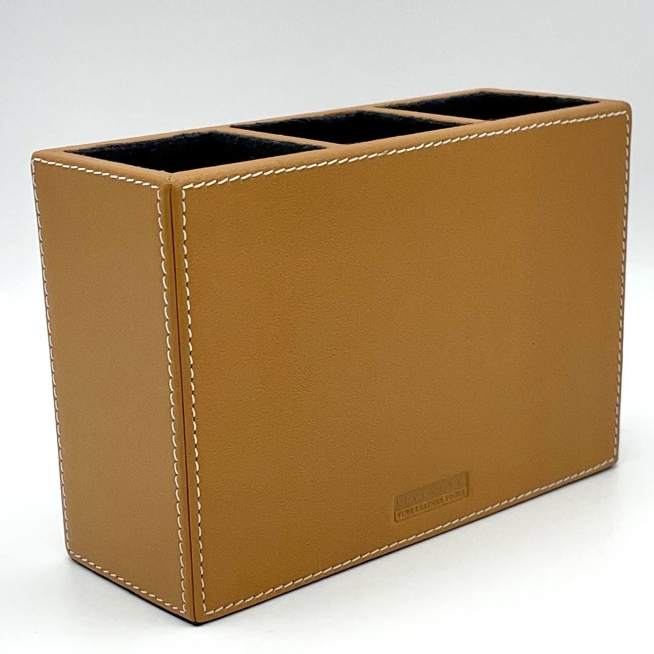 LEVENGER Fine Leather Tools Genuine Leather Cognac 3-Compartment Desk Organizer