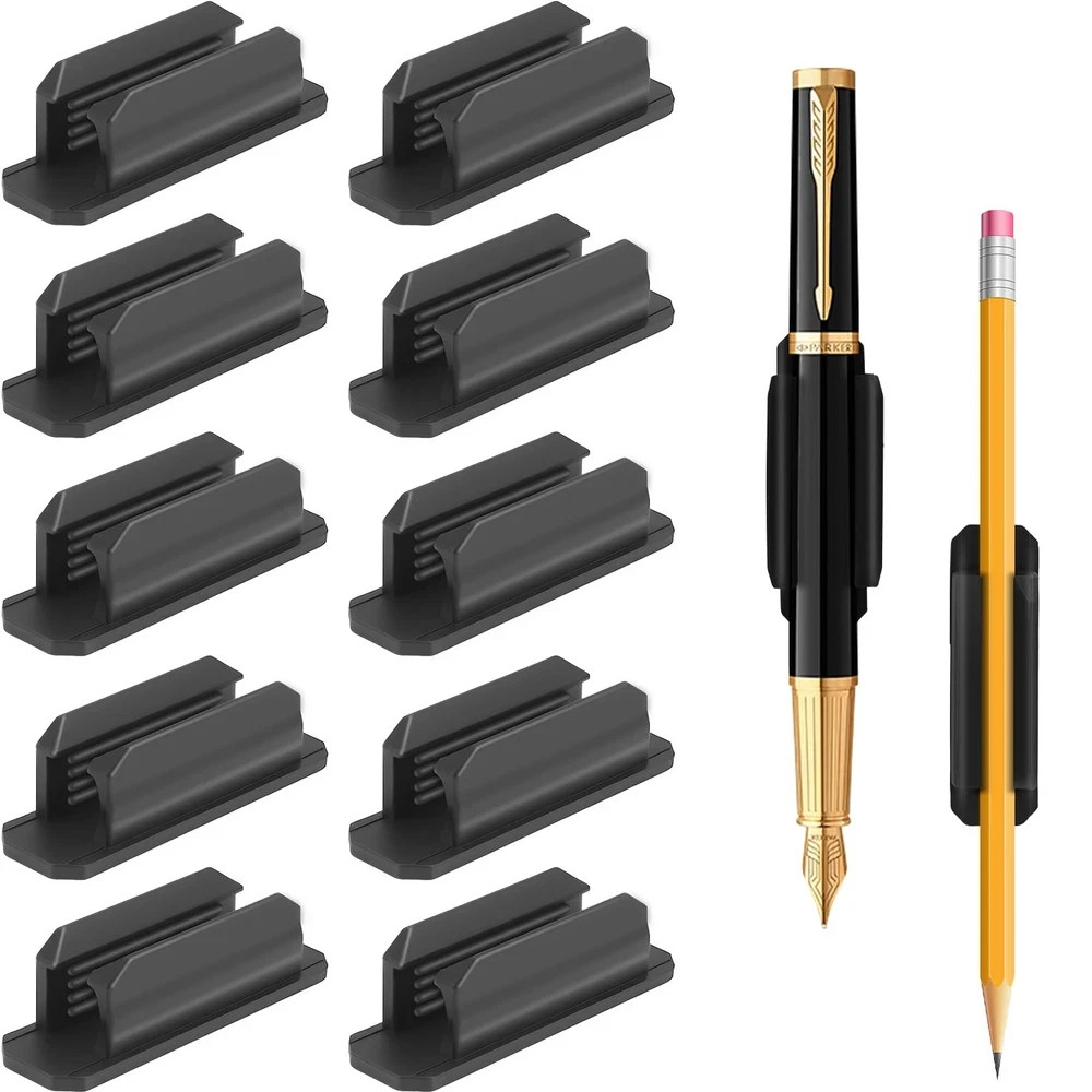 10Pcs Flexible Silicone Pencil Holders Adhesive Pencil Grips Clips for Desk Wall
