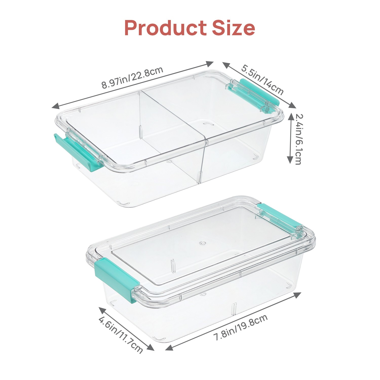 4 Pack 1.5Qt Clear Pencil Box, Plastic Pencil Holder with Removable Divider