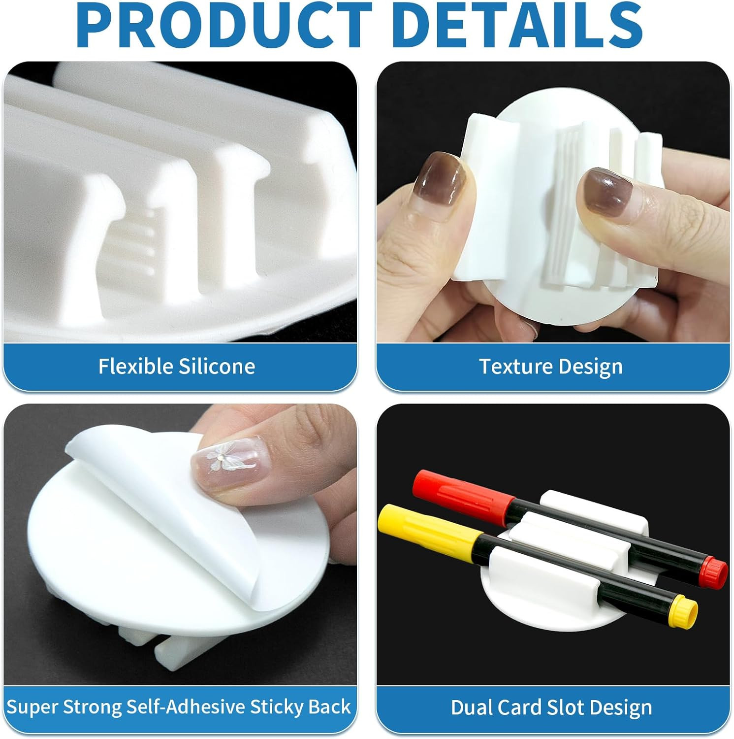 Upgraded Silicone Pencil Holder with Card Slots – 2 Pack (White)