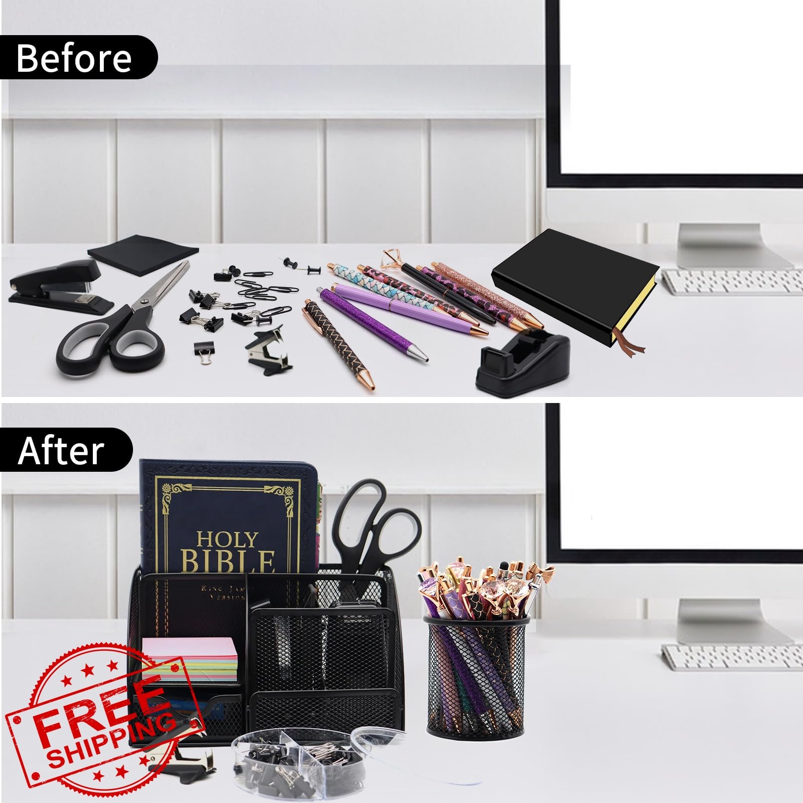 Shellvcase Black Desk Organizer Set 12pcs