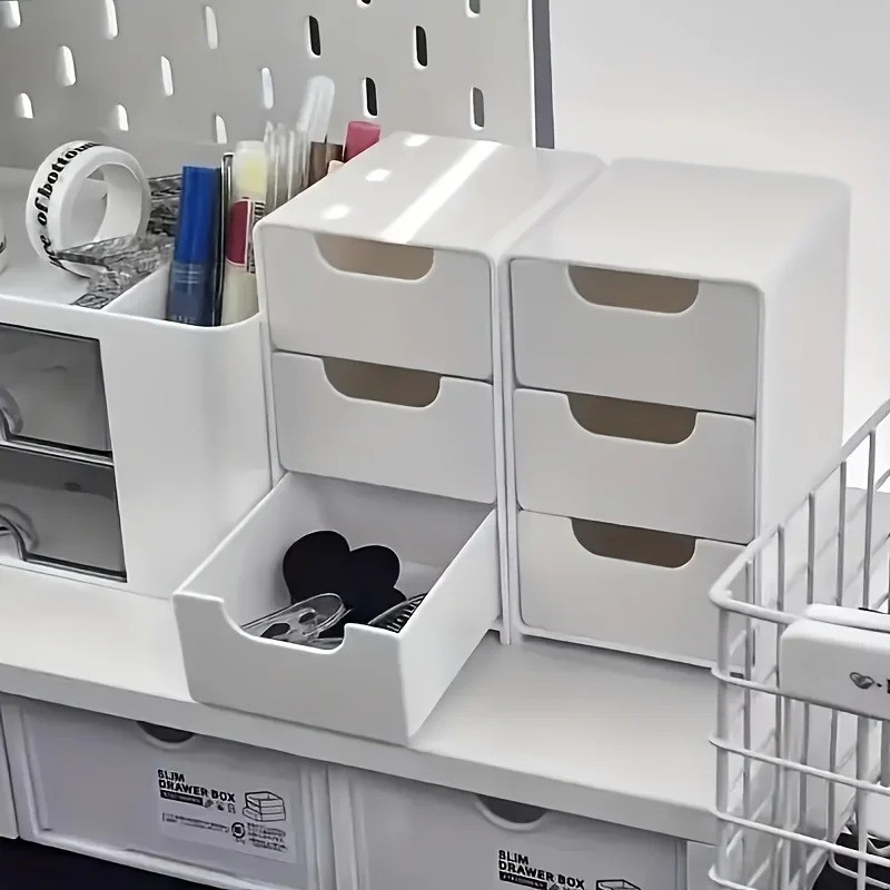 Mini 3-Tier Desk Organizer Drawers Jewelry Makeup Office Craft Storage Box Case