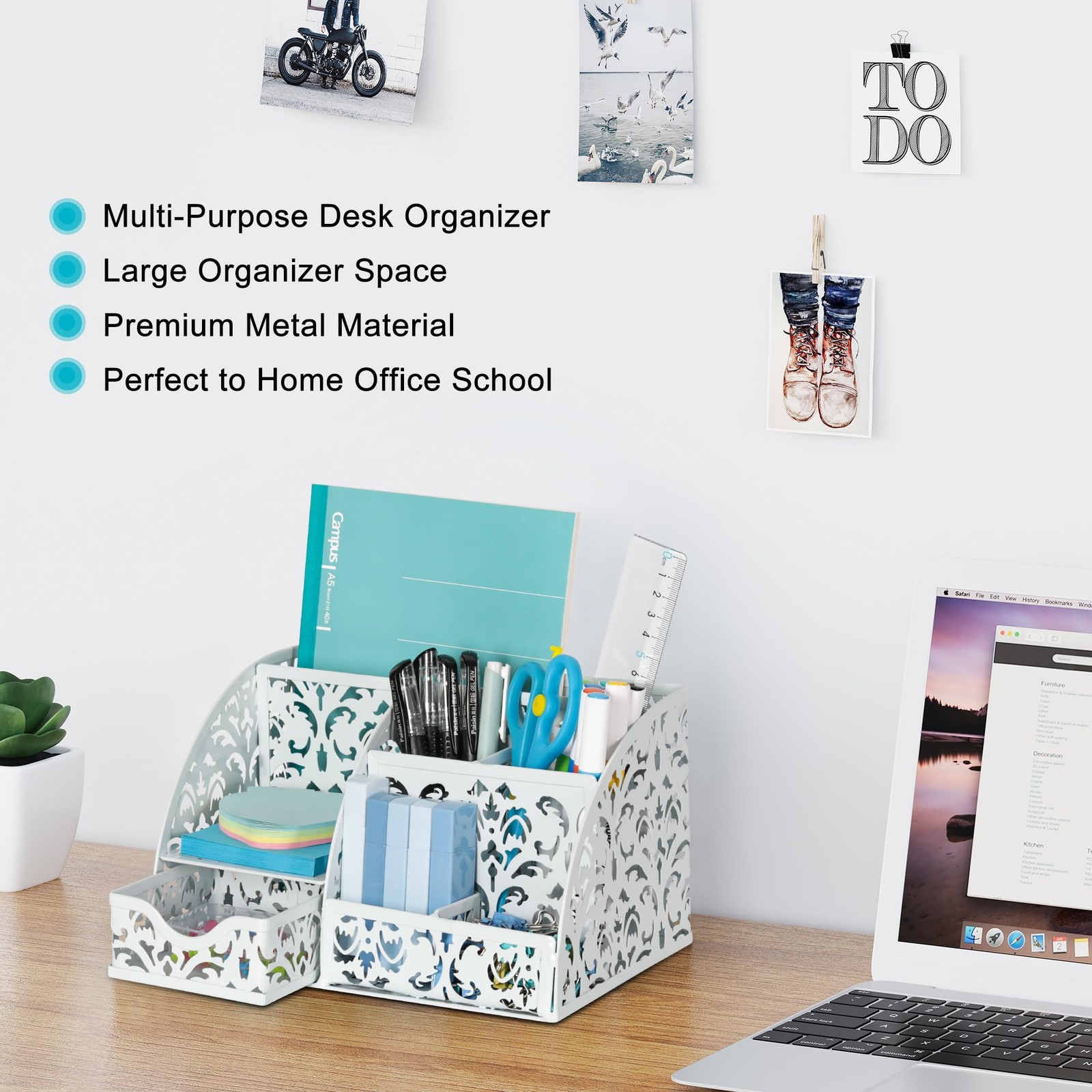 Desk Organizer and Pen Holder for Desk, Mesh Office Supplies Storage Caddy wi…