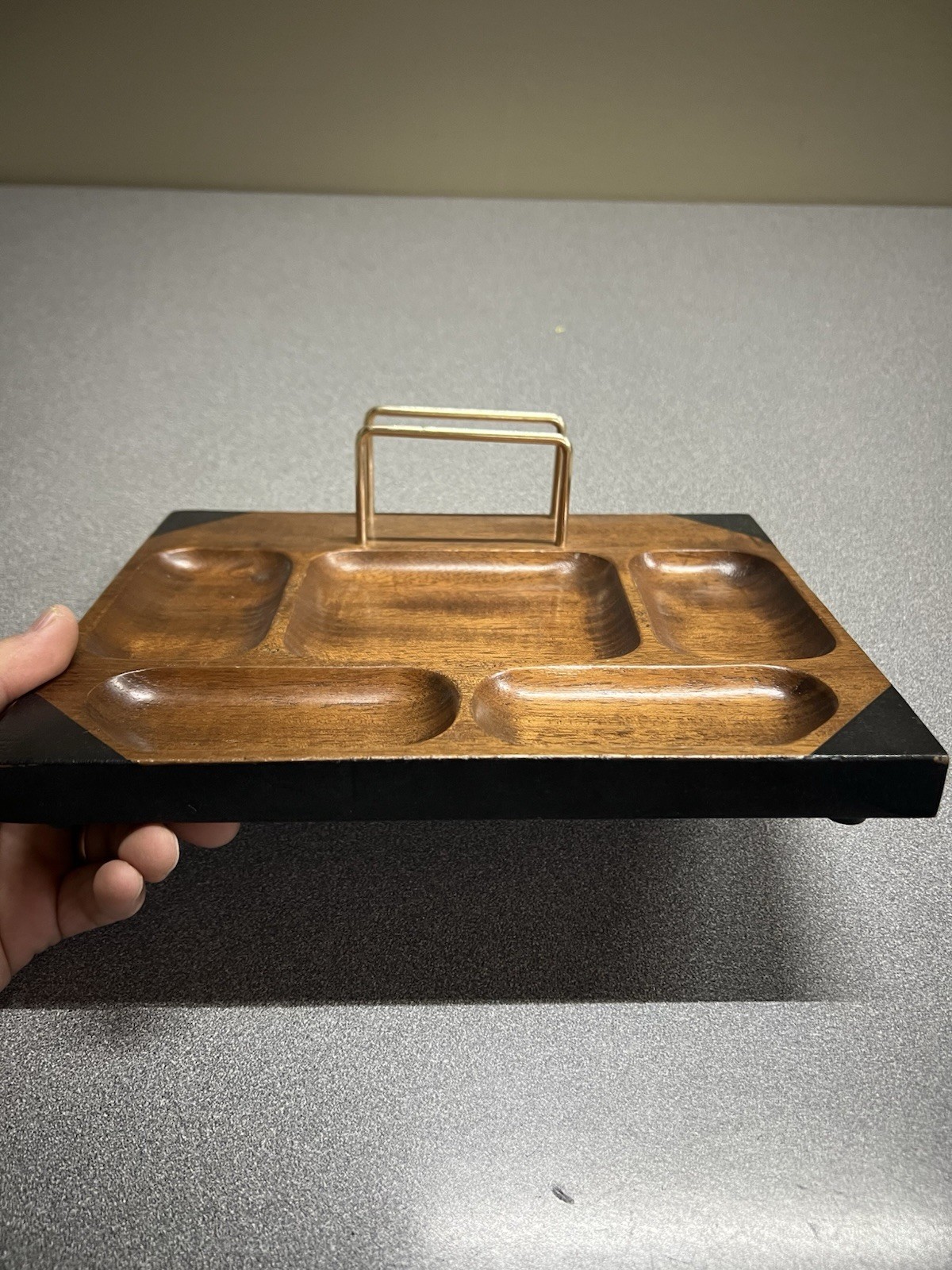 Vintage SWANK Wood Desk Organizer DRESSER CADDY