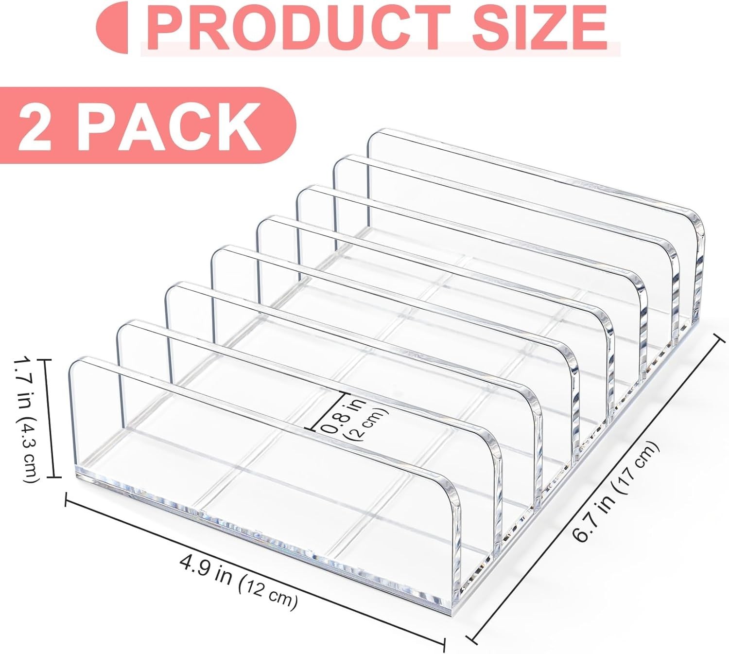 2 Packs Acrylic Mail Organizer 7 Slots Cash Tray for Desk – 7 Slots File Organiz