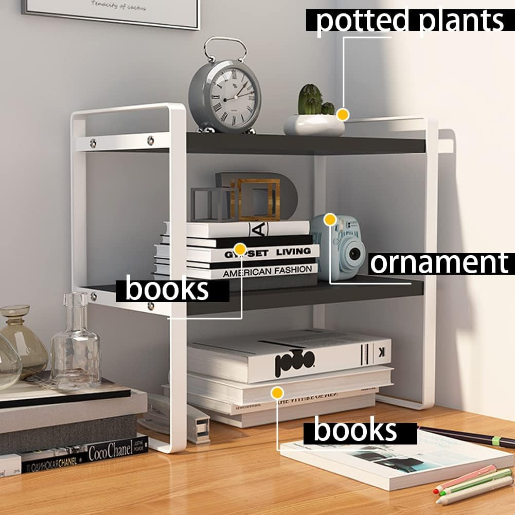 Desktop Organizer Shelf Office Storage Rack Computer Desk Bookshelf Adjustable D