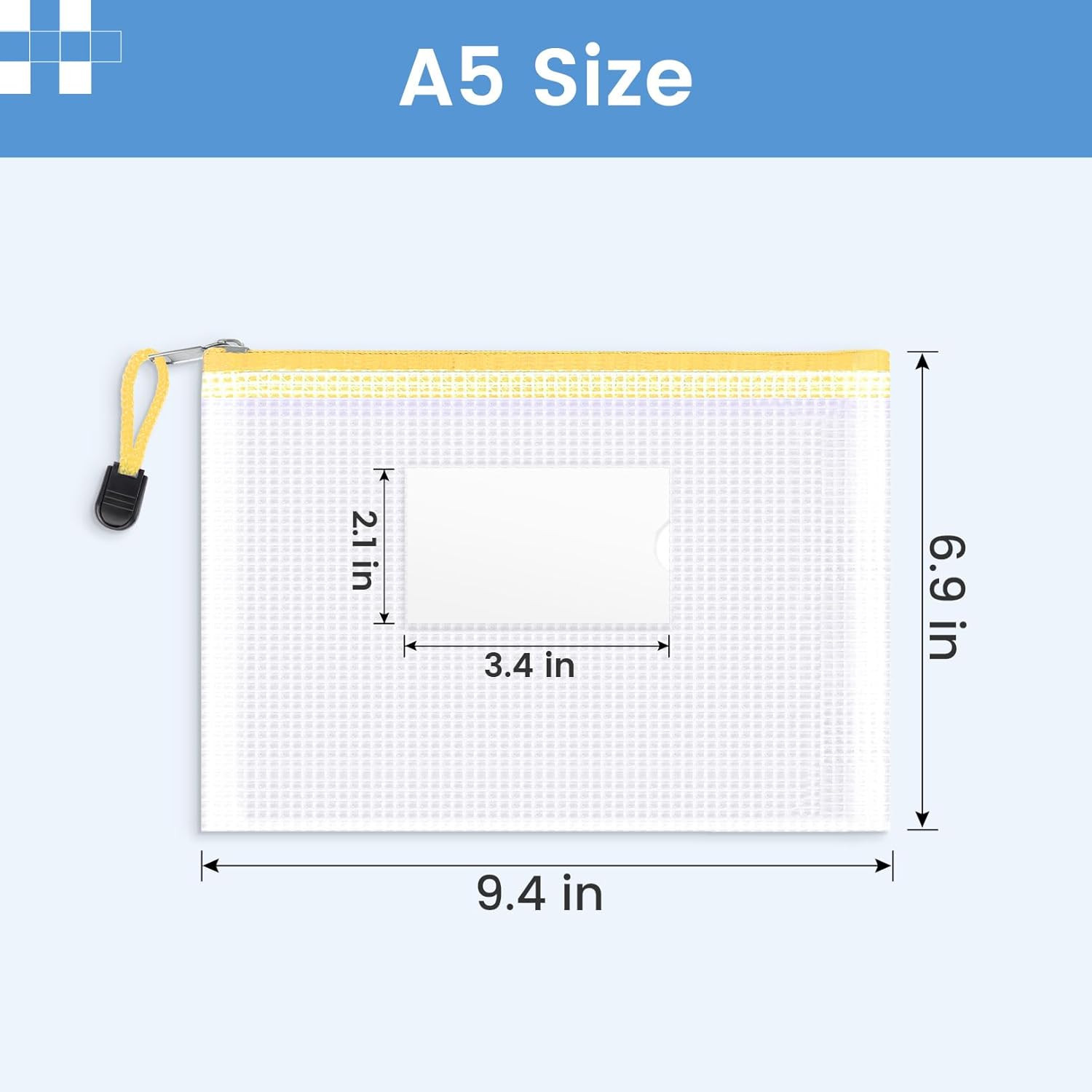 24 Pack Mesh Zipper Pouch Bags with Label Pocket, A5 Small Pencil Case