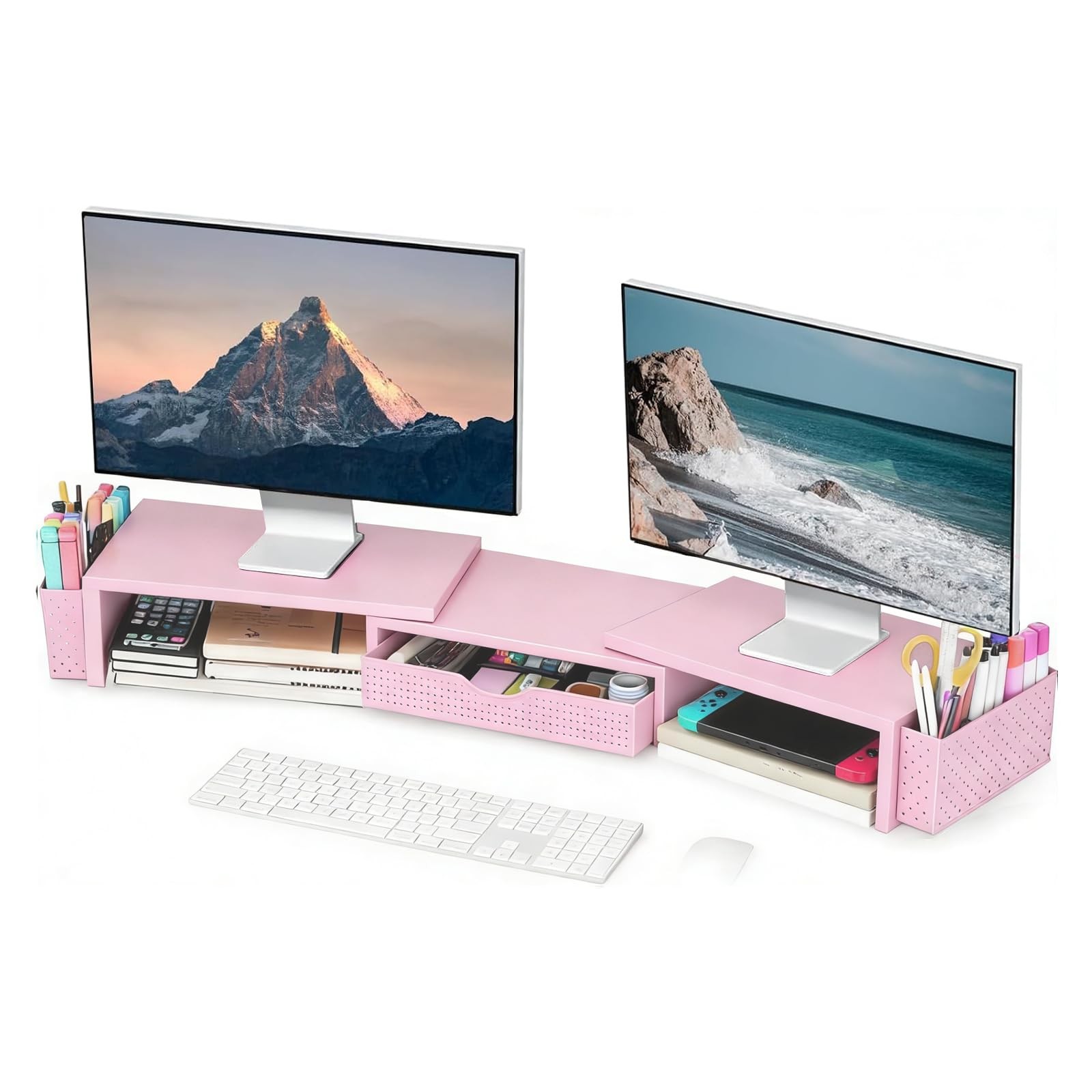 Spacrea Metal Desk 40 inches (W) x 9.3 (L) x 4.3 (H), Pink