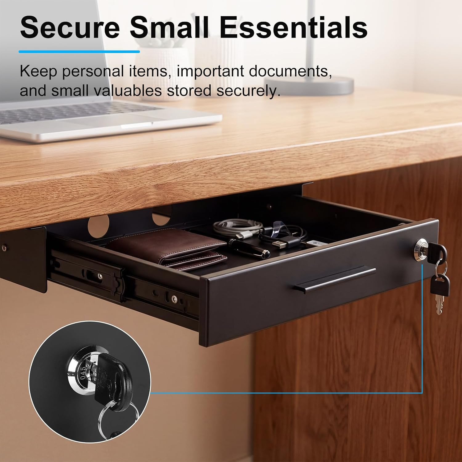 Under Desk Drawer Organizer – Lockable Storage for Laptop & Office Accessories