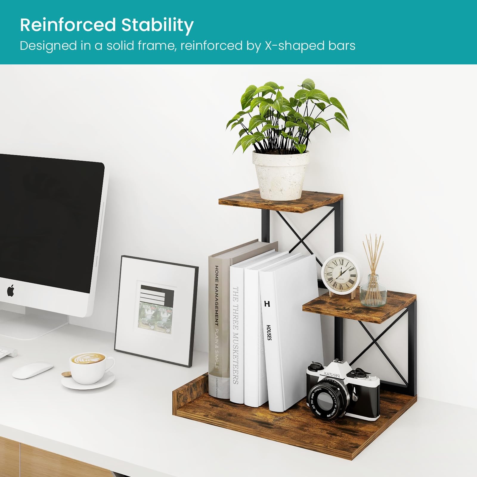 ELITEROO Desk 9.25 inches x 11.8 x 11.4 inches, Rustic Brown Black