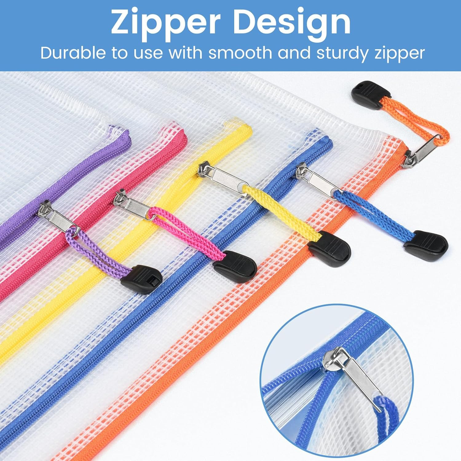 24 Pack Mesh Zipper Pouch Bags with Label Pocket, A5 Small Pencil Case