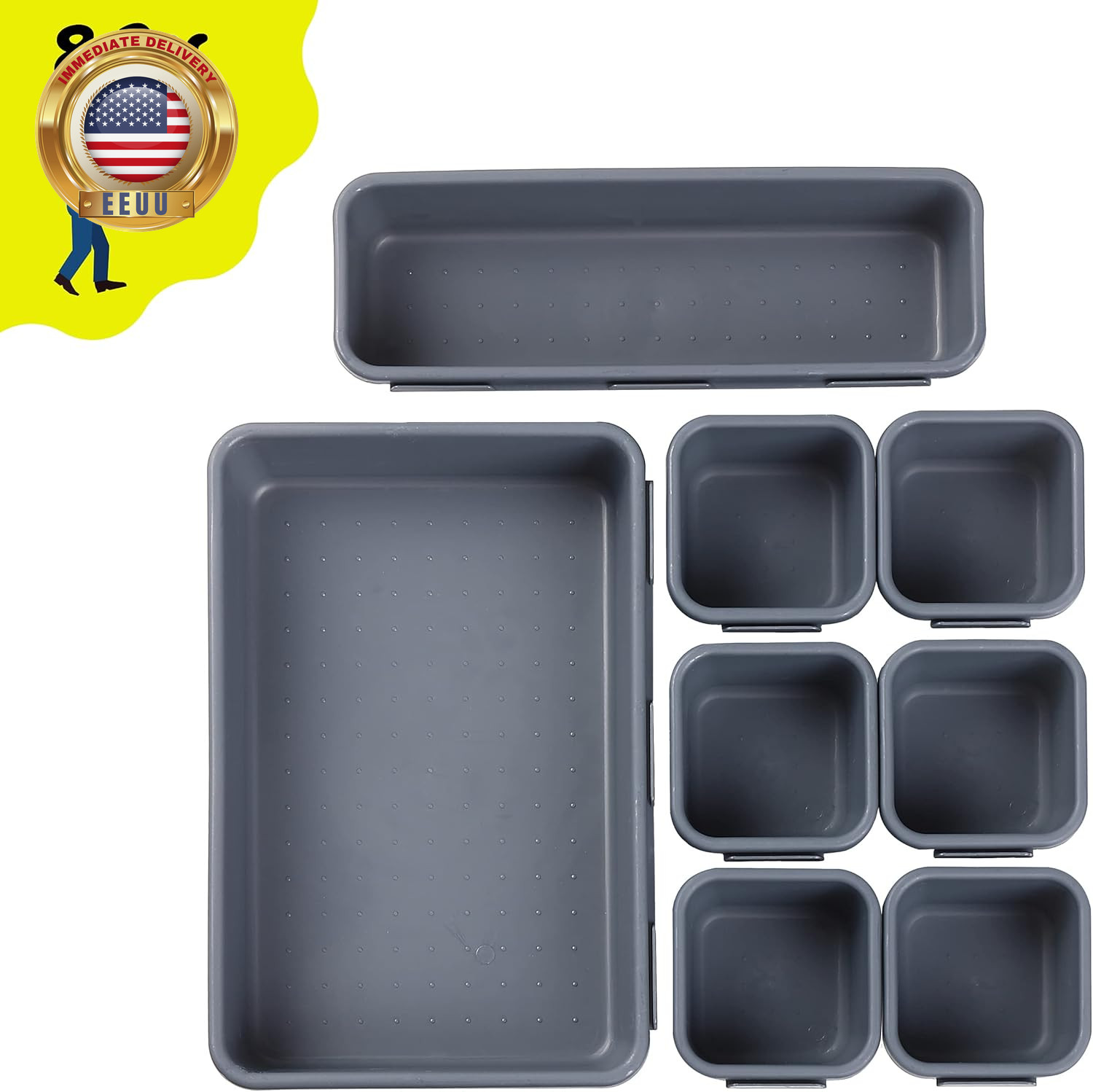 – Interlocking Desk Drawer Organizer, 8 Pcs, Drawer Organizer, Kitchen Drawer Or