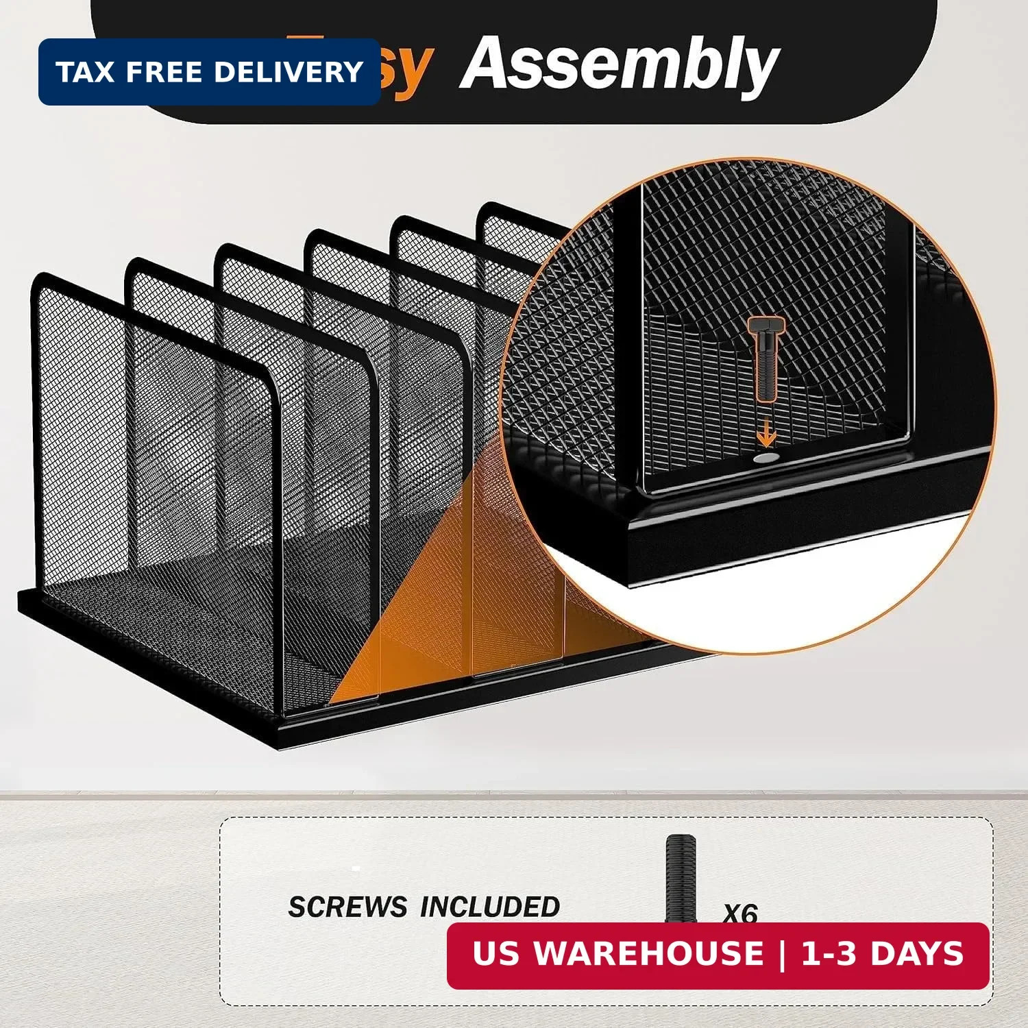Kuntine.B Desk File Organizer Upright Mesh Desktop Organizer File Sorter Office