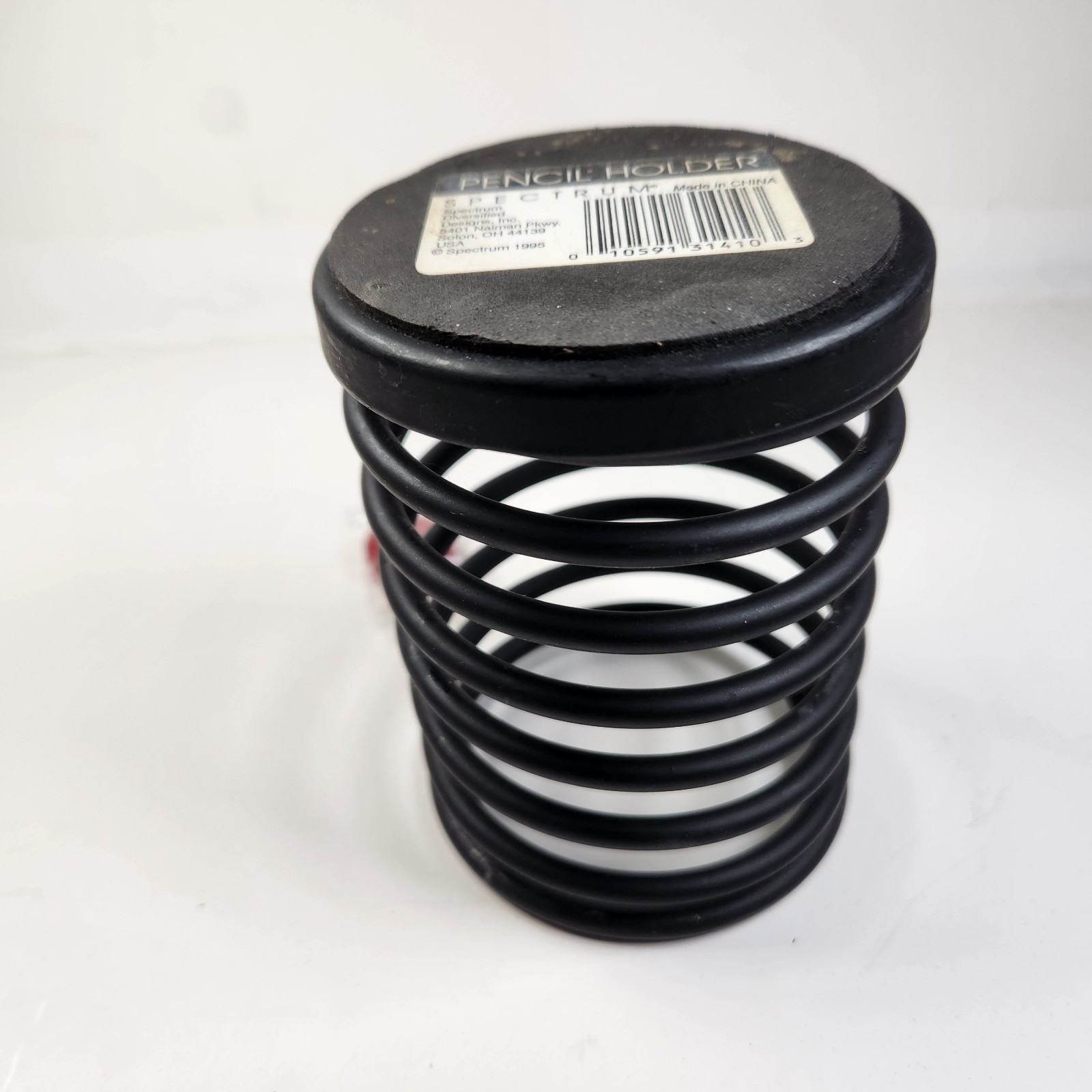 Spectrum Pencil Cup, Spiral Wire with Tilt-Resistant Base, Black Matte Finish