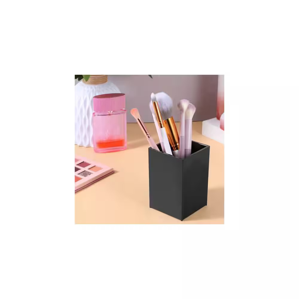 10 Pack Black Acrylic Desk Organizer Set, Pen and Pencil Holder, Makeup Brush Cu