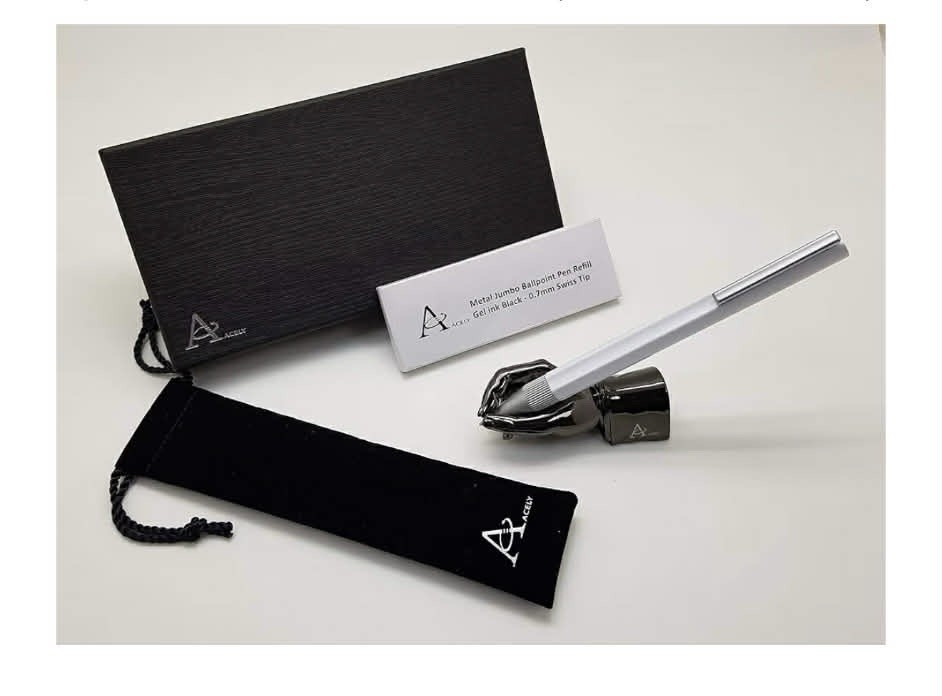 ACELY Executive Glossy Black Ball Point Pen with Hand Shape Pen Holder