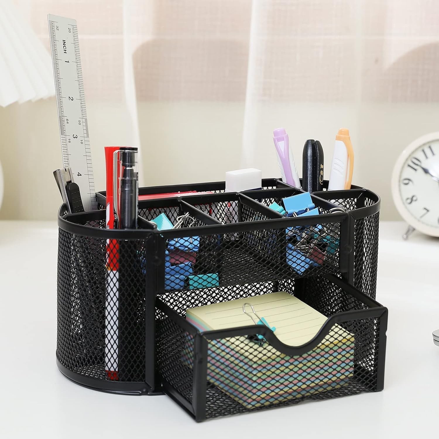 nuyooioo Mesh Desk Organizer, Basics Pen Holder and Organizer with Black