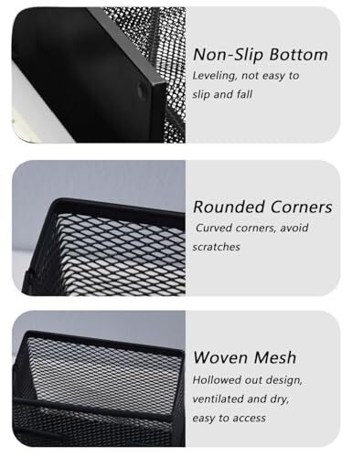 Desk Organizer Desktop Mesh Pen Pencil Holder Caddy with 4 Compartments, Black