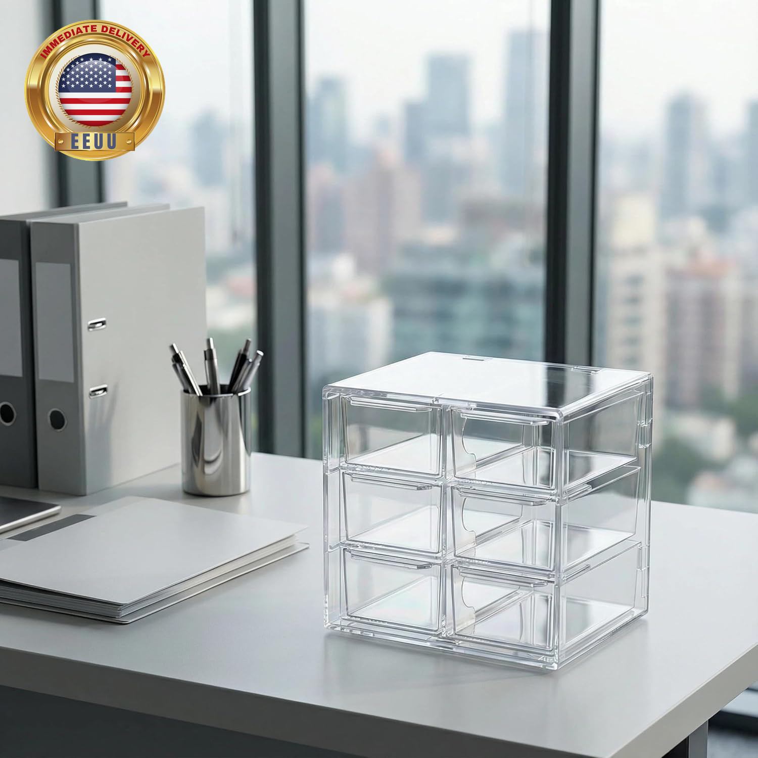 Acrylic Drawer Organizer, Clear Desk Organizer with Drawer, Plastic Stackable St