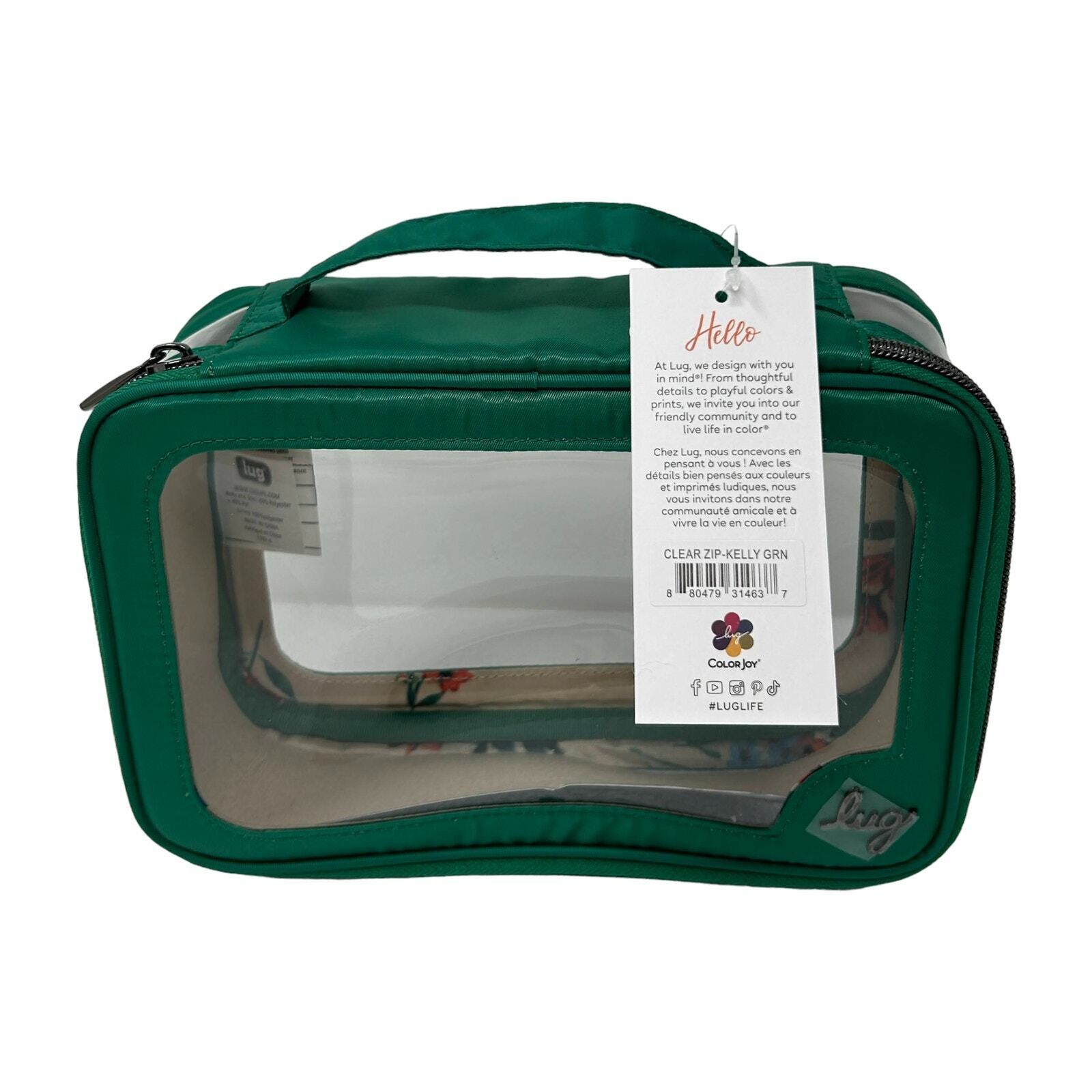 Lug Clear View Zip Storage Pouch Kelly Green Organizer Pencil Craft Desk Travel