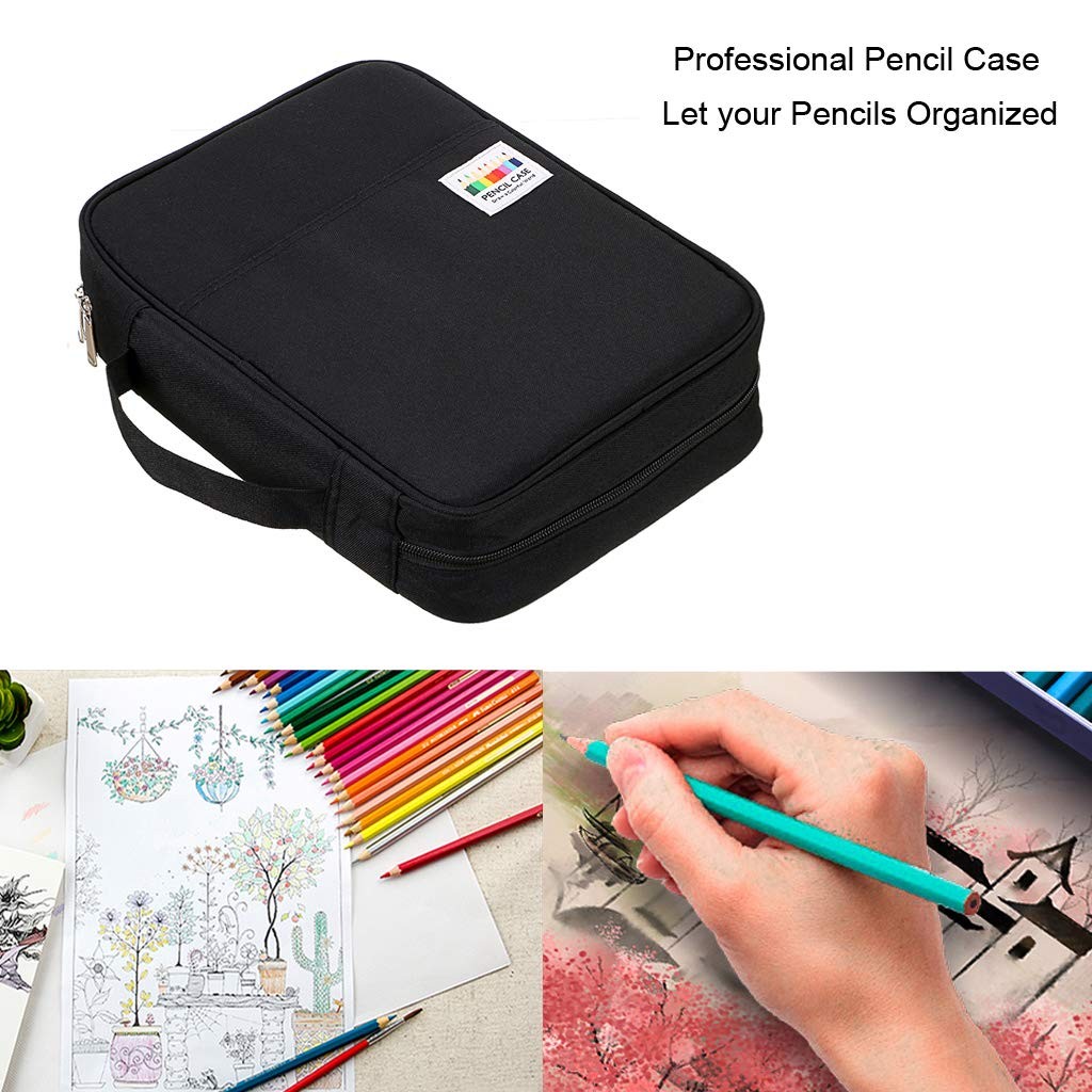 Colored Pencil Case 220 Slots Pen Pencil Bag Organizer with Handy Wrap Portab…