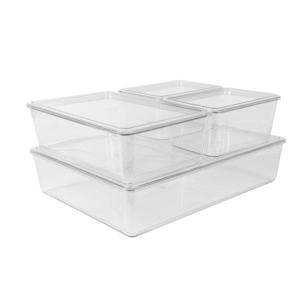 Clear Desk Organizer Set of 4 – 2 Small/1 Medium/1 Large