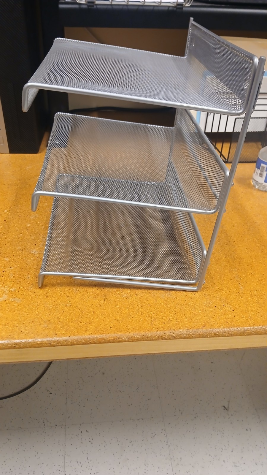 3 Tier Mesh Silver Wire Desktop Organizer for Office and Paper Document Sorter