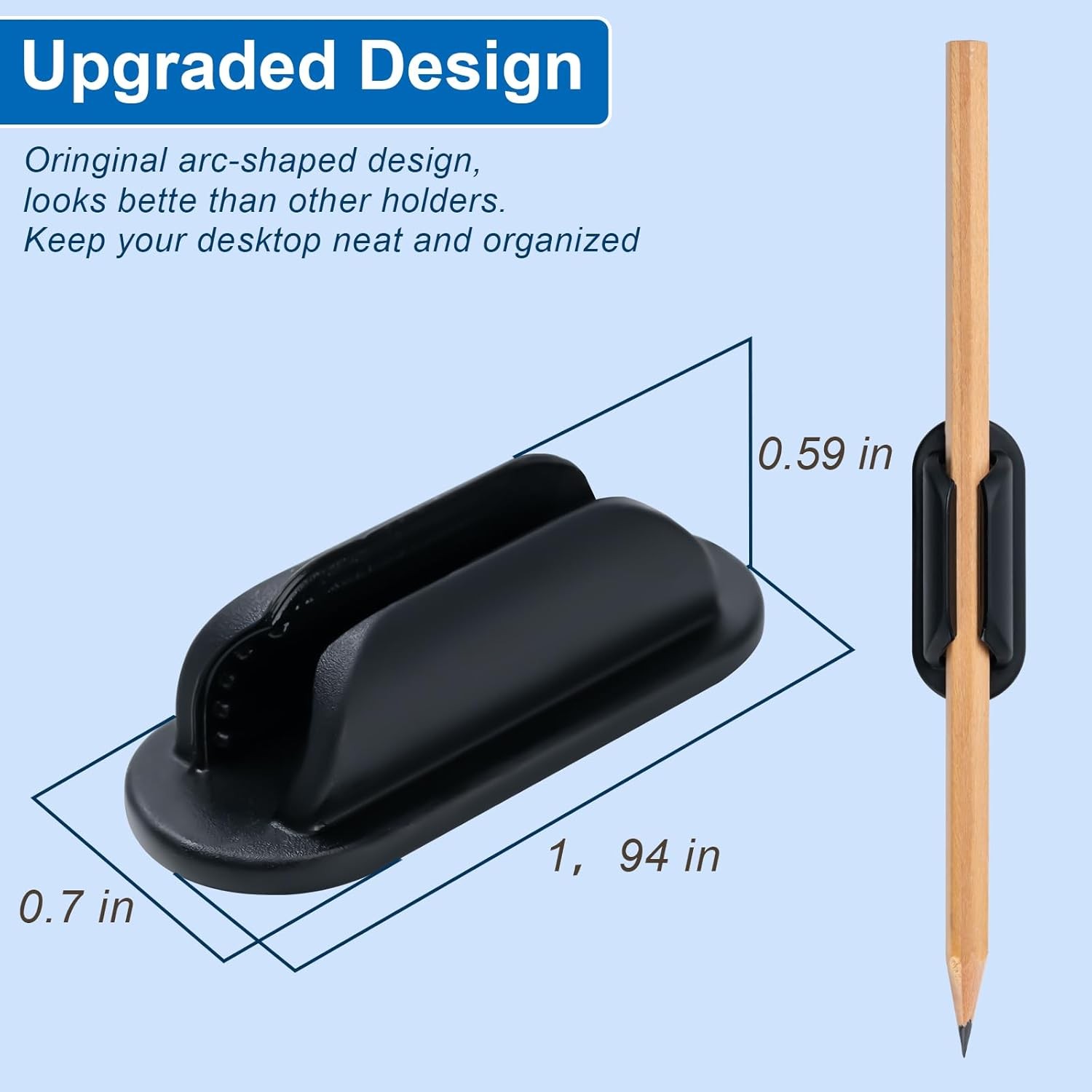 10 Pack Adhesive Pencil Holders for Desk,Silicone Flexible Pen Holder for Wall,