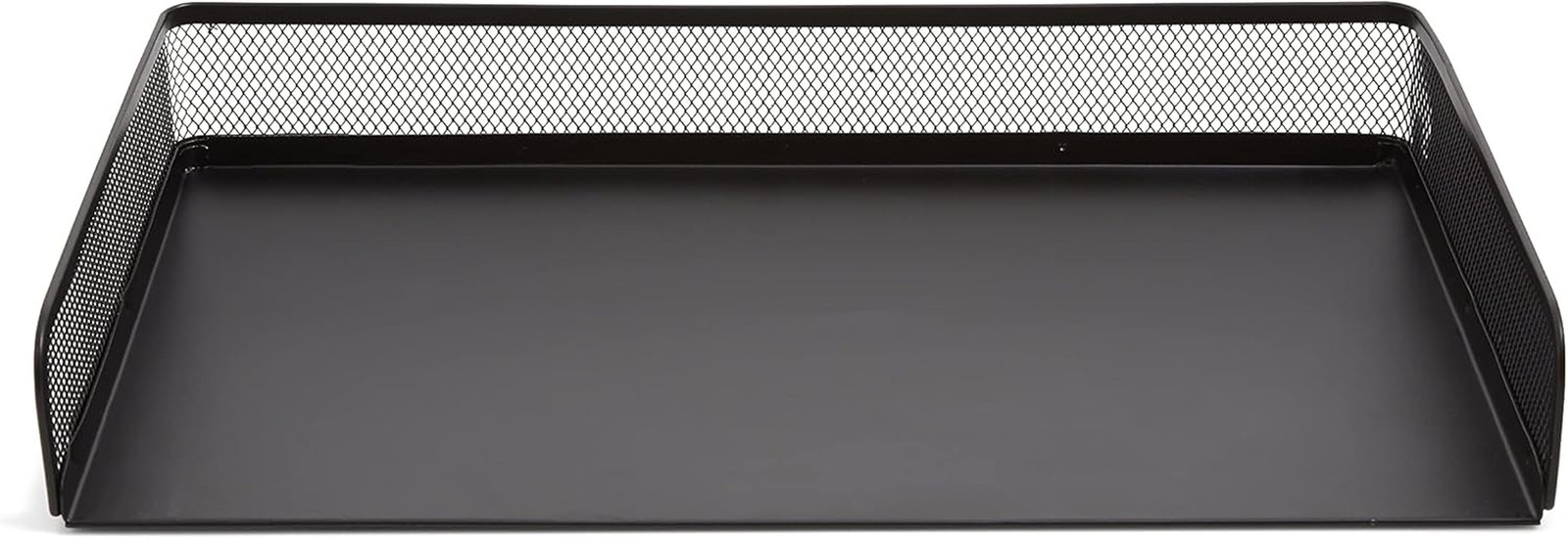 Side‑Load Stackable Metal Letter Tray, Matte Black – Desktop Paper Organizer for