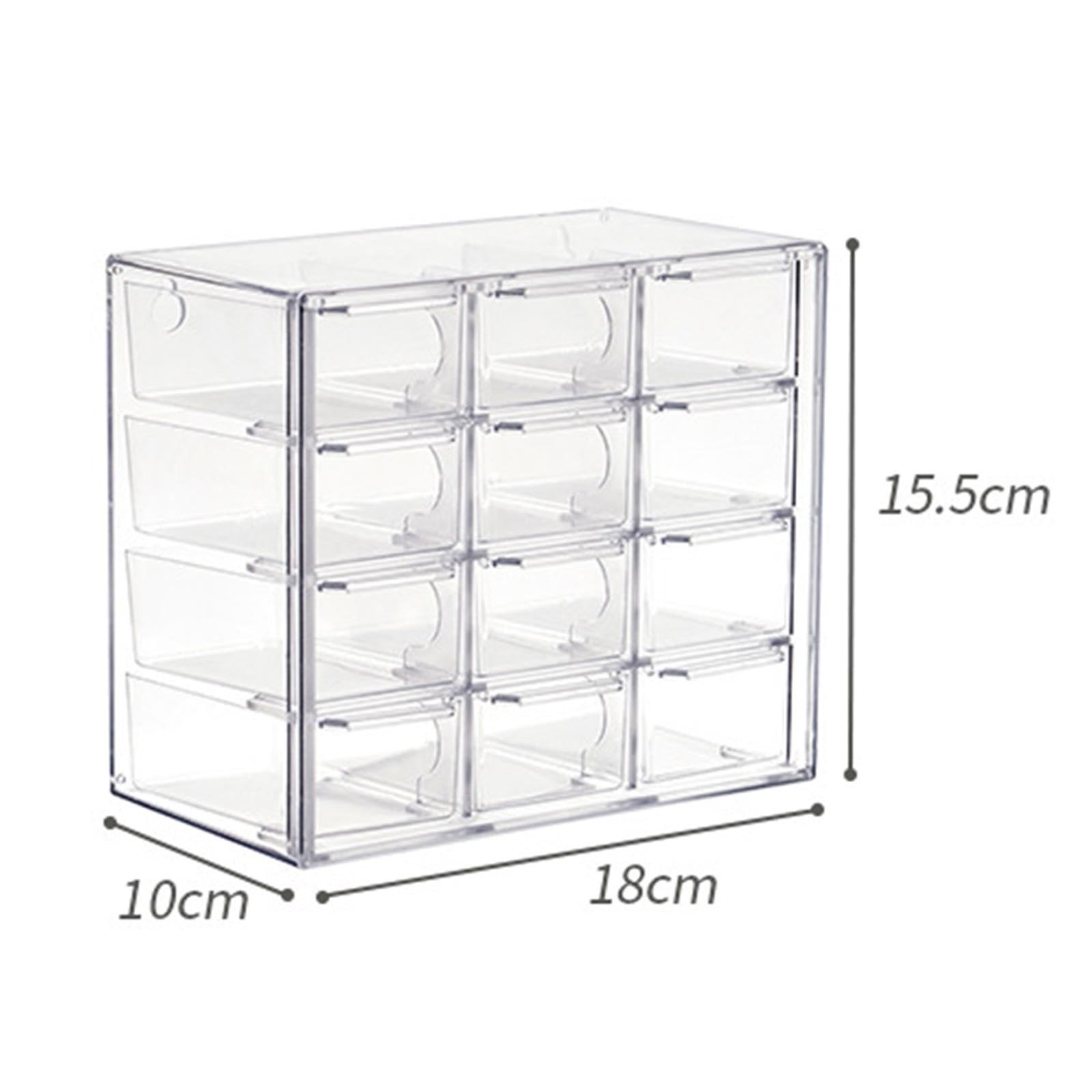 kowaku Mini Drawer Organizer Small with Drawers 12 Drawers, Clear