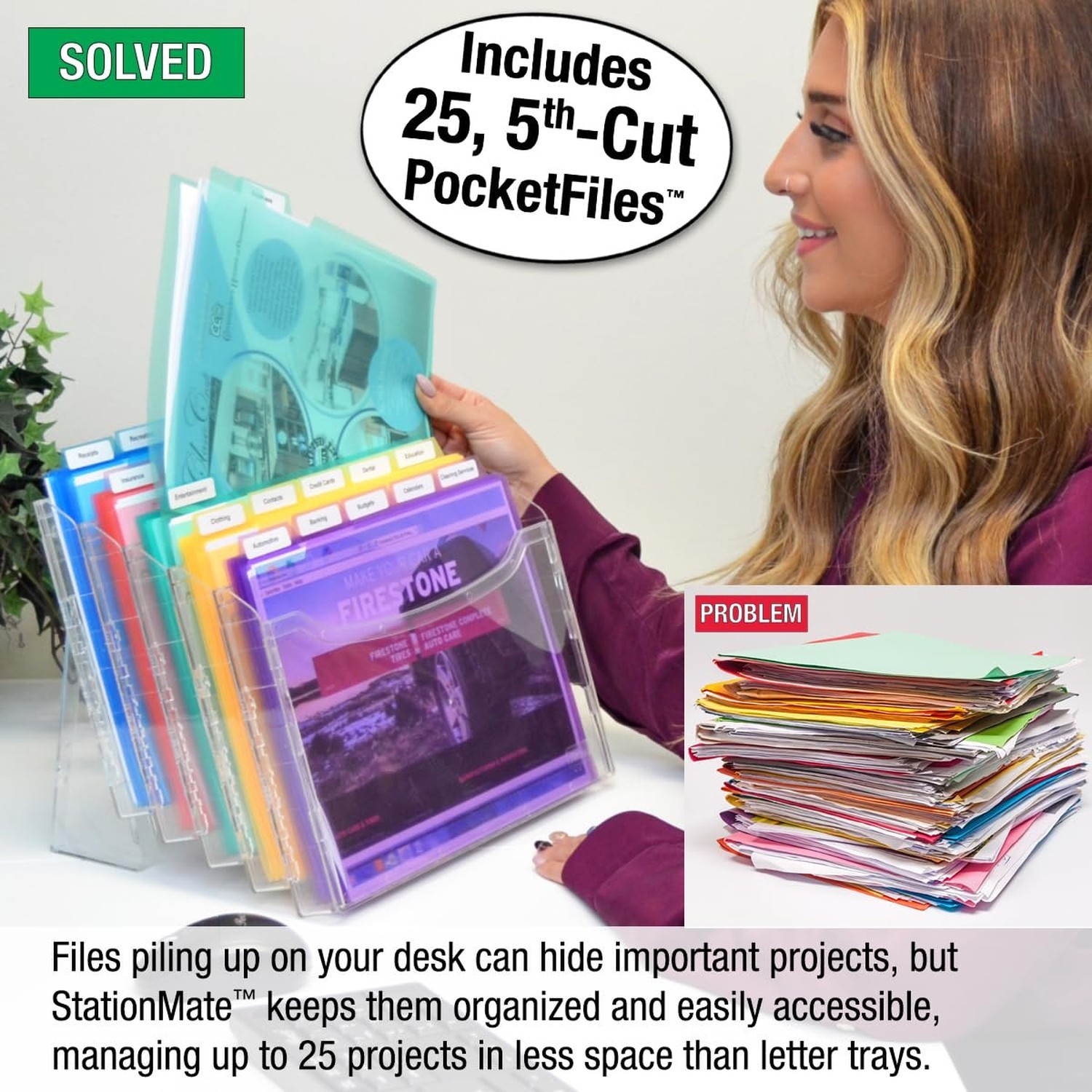 Ultimate Office StationMate Desktop Organizer (includes 25, 5th-Cut PocketFil…