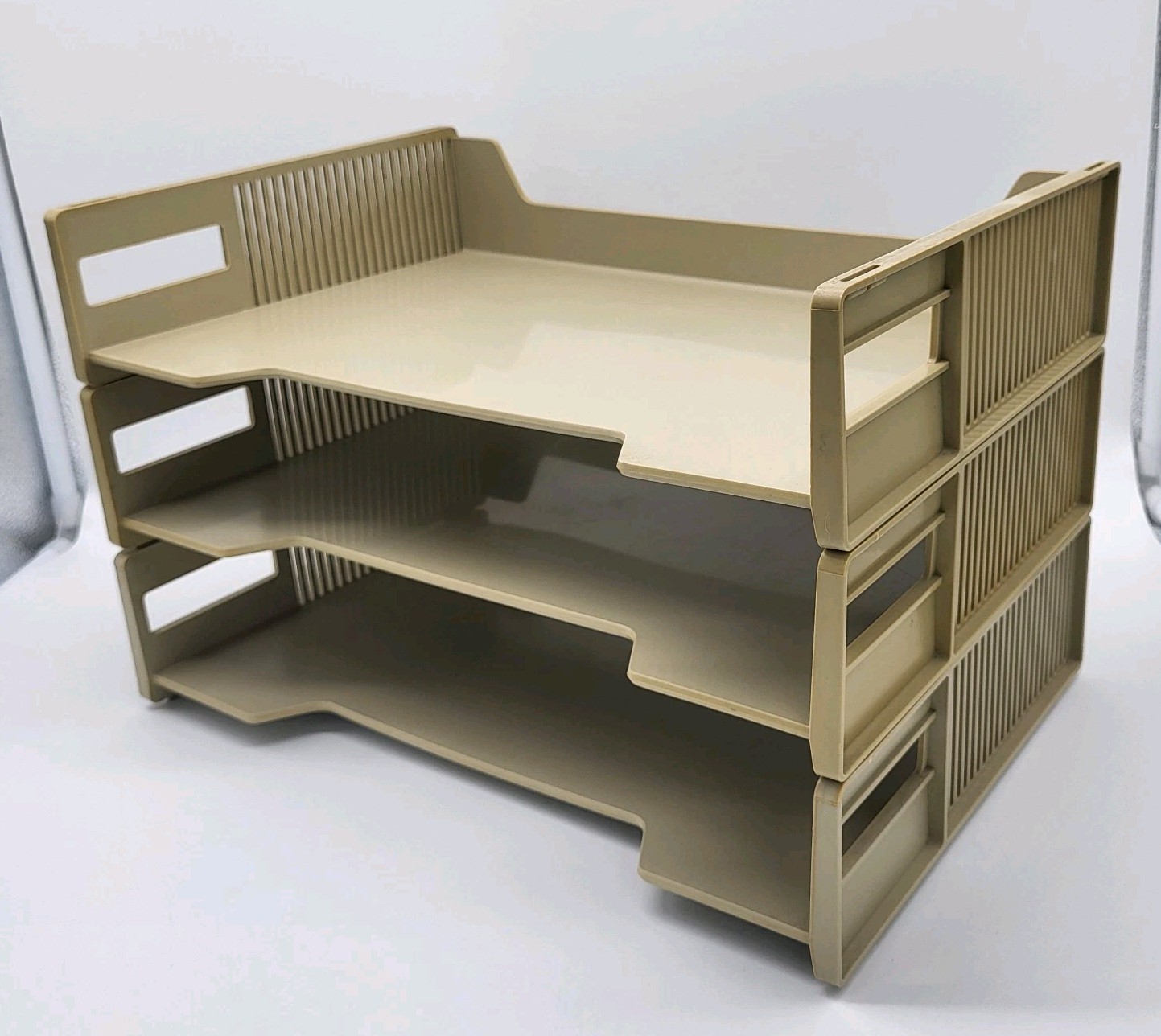 Eldon Office Products 1960’s 3-Tier File Paper Holder Beige Tan Plastic Vtg 1969