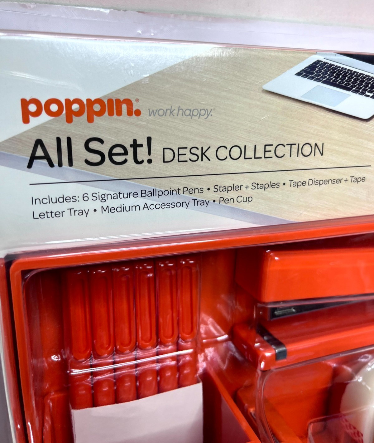 Poppin All Set Desk Collection 12 Pc Orange Office Organizer Set New
