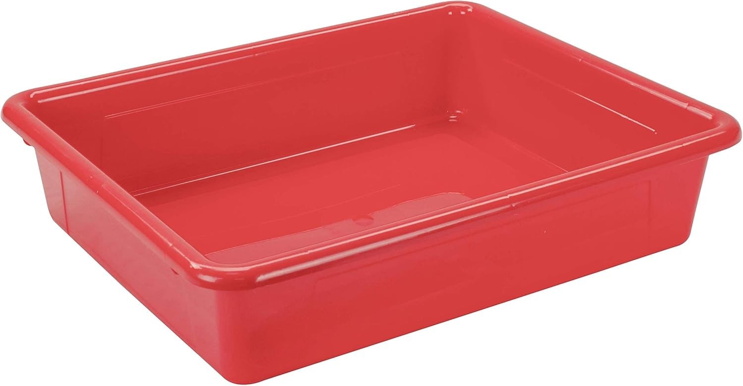 Letter Size Flat Storage Tray – Organizer Bin Classroom Office & Home Red