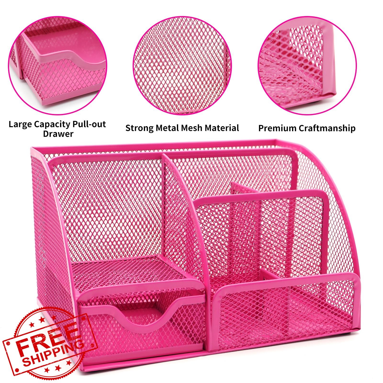 Shellvcase Hot Pink 12-in-1 Desk Organizer Set