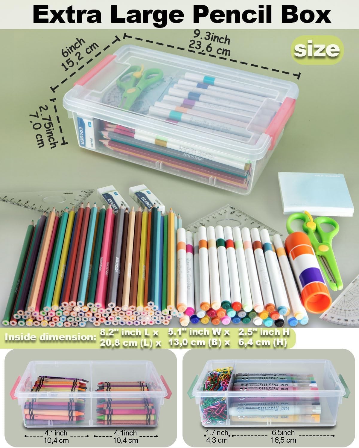 GEOPHIA 6 Pack Extra Large Pencil Box with Removable Divider, Thickened Penci…