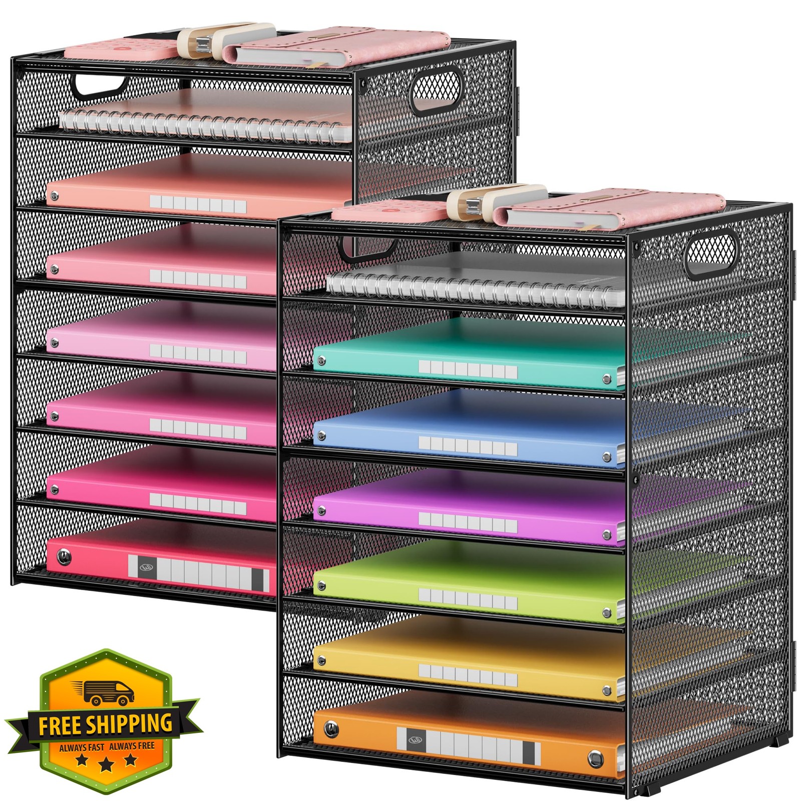 Lavatino 2 Pack 8-tier File Organizer Black Mesh
