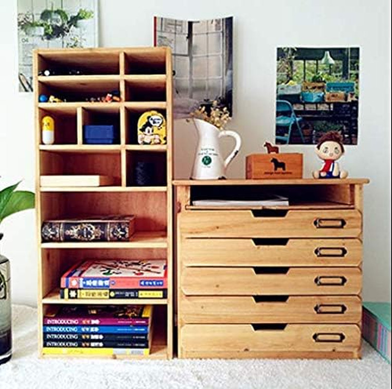 Wooden Desk Organizer with 5 Drawers & Paper Tray – Stylish File Storage