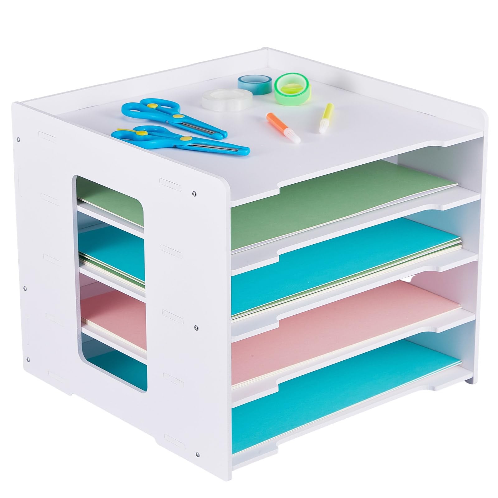 Scrapbook Paper Organizer 5 Tier File Holder 12×12 Inch Stackable Trays Desk