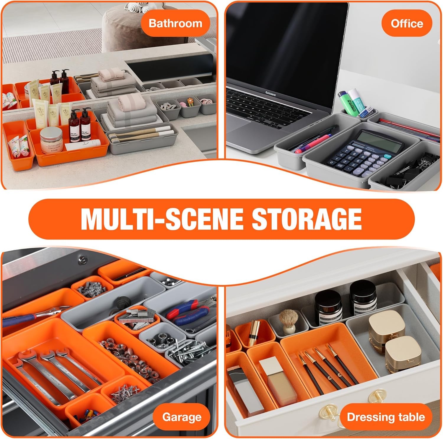 ValueMax 21PCS Interlocking Desk Drawer Organizer Set Stackable Storage Box Bins