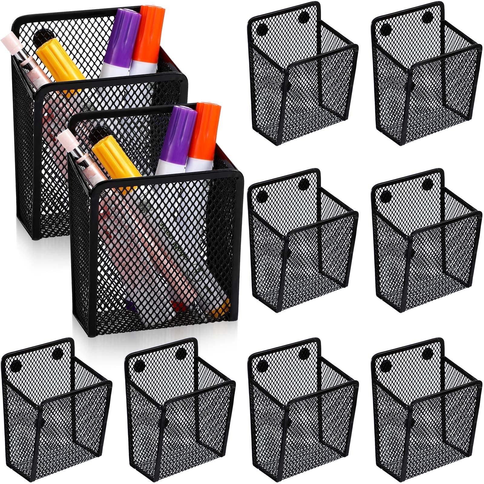10pcs Magnetic Pen Holder – Stainless Steel Writing Utensil Organizer for Office
